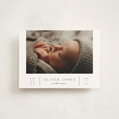 This is a cotton birth announcement postcards with standard by Iveta Angelova called new day printing on signature in postcard