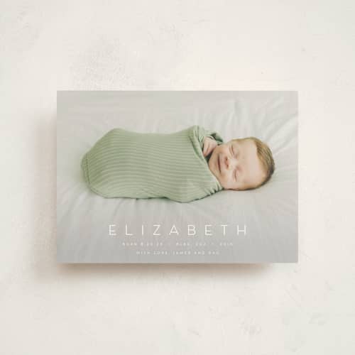 This is a sugar birth announcement postcards with standard by Juneau Designs called sweet love printing on signature in postcard