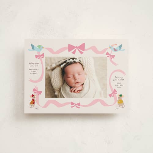 This is a blush birth announcement postcards with standard by lori jacobs wemple called disney cinderella birth announcement printing on signature in postcard