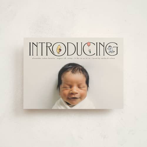 This is a ink birth announcement postcards with standard by Heather Schertzer called silly old bear printing on signature in postcard