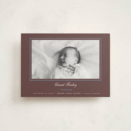 This is a teddy bear birth announcement postcards with standard by Alston Foster called peanut printing on signature in postcard