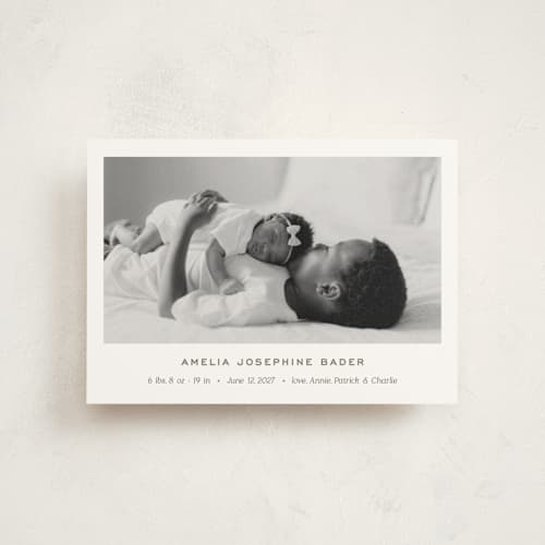 This is a fawn birth announcement postcards with standard by Megan Davis called soho printing on signature in postcard