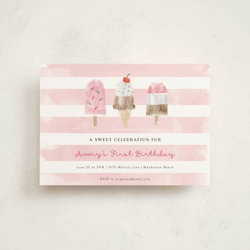 This is a bubblegum kids birthday invitations with standard by Shirley Lin Schneider called sweet treats printing on signature in postcard