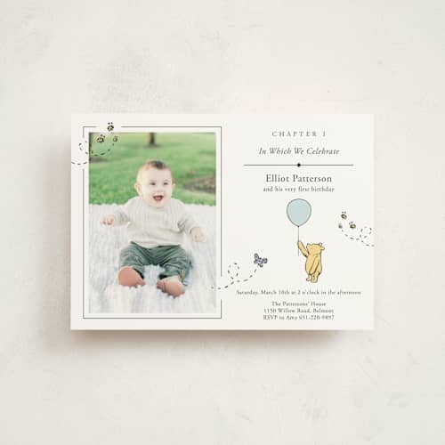 This is a cloud kids birthday invitations with standard by Heather Schertzer called disney sweetest adventure printing on signature in postcard