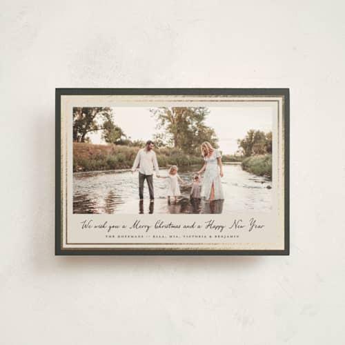 This is a olive christmas postcards with foil pressed by Petra Kern called oasis printing on signature in postcard