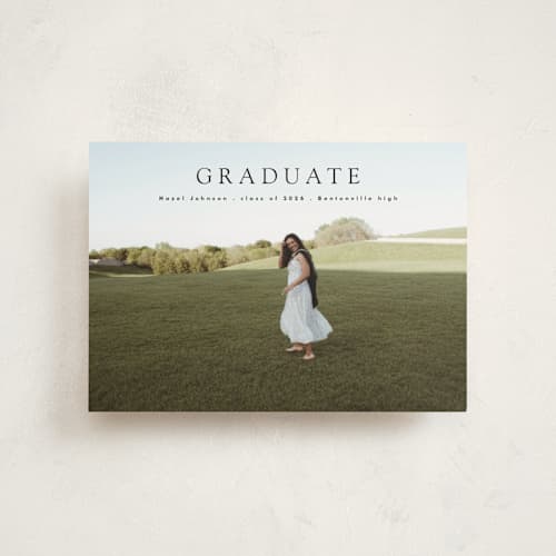 This is a pepper graduation announcements with standard by Bryanna Mehner called minimalism printing on signature in petite
