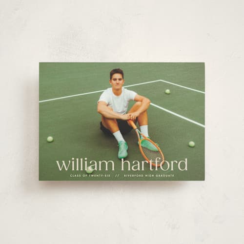 This is a silk graduation announcements with standard by Ellen Schlegelmilch called hartford printing on signature in petite