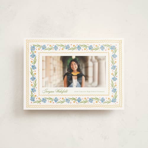 This is a sky graduation announcements with standard by Melanie Kosuge called blooming printing on signature in petite