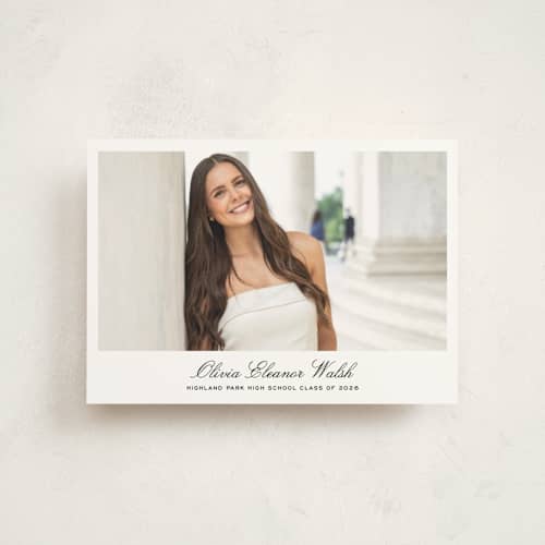 This is a ink graduation announcements with standard by Megan Davis called cecilie printing on signature in postcard