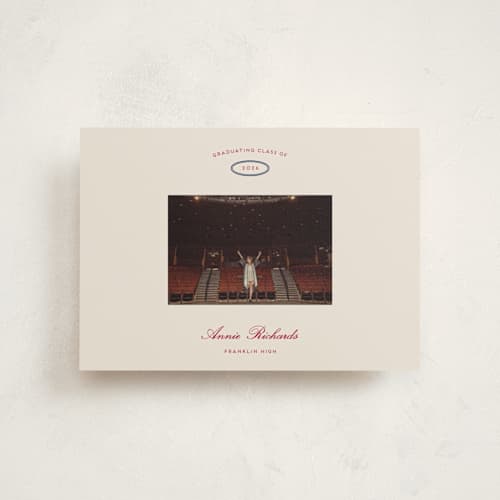 This is a sand graduation announcements with standard by Rachel Cassel called the single photo printing on signature in postcard