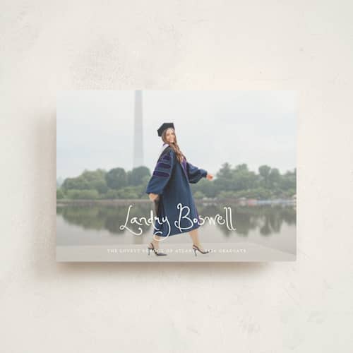This is a cotton graduation announcements with standard by Sara Hicks Malone called westminster printing on signature in postcard