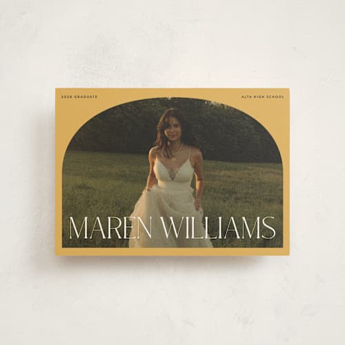 This is a sunshine graduation announcements with standard by Robert and Stella called in vogue printing on signature in postcard