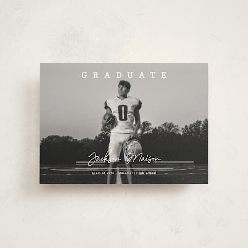 This is a snow graduation announcements with standard by Kaydi Bishop called balance printing on signature in postcard