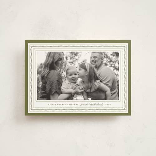 This is a sage petite holiday cards with standard by Sara Hicks Malone called fair isle printing on signature in petite