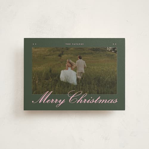 This is a pine petite holiday cards with standard by Christy Hy Lee called vintage scene printing on signature in petite