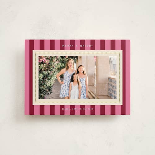 This is a candy cane petite holiday cards with standard by Jenna Holcomb called bold stripe printing on signature in petite