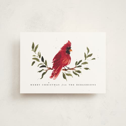 This is a snow petite holiday cards with standard by Itsy Belle Studio called winter branch printing on signature in petite