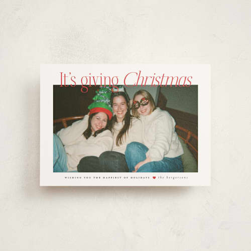 This is a cardinal petite holiday cards with standard by Itsy Belle Studio called it's giving christmas printing on signature in petite