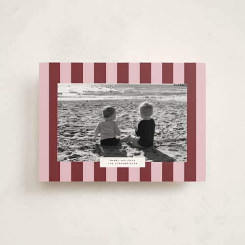This is a berry petite holiday cards with standard by Angela Thompson called gallery stripe printing on signature in petite