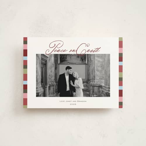 This is a mulled wine petite holiday cards with standard by Kat Roberts called striped edge printing on signature in petite