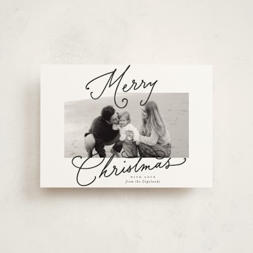 This is a snow petite holiday cards with standard by Everett Paper Goods called aerial printing on signature in petite