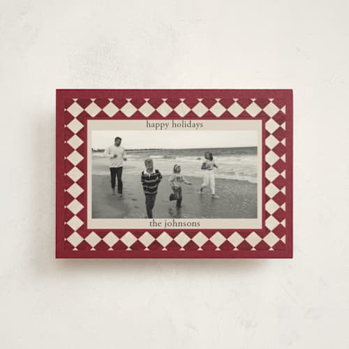 This is a burgundy petite holiday cards with standard by Angel Walker called marble diamond printing on signature in petite