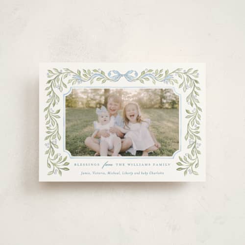 This is a bluebell petite holiday cards with standard by Sarah Knight called vintage garland printing on signature in petite