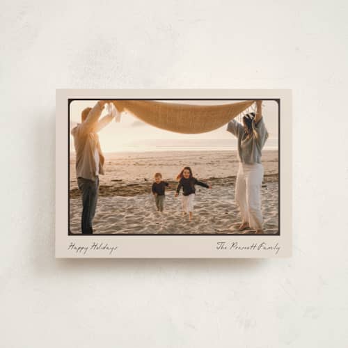 This is a coal petite holiday cards with standard by Pixel and Hank called reverie printing on signature in petite