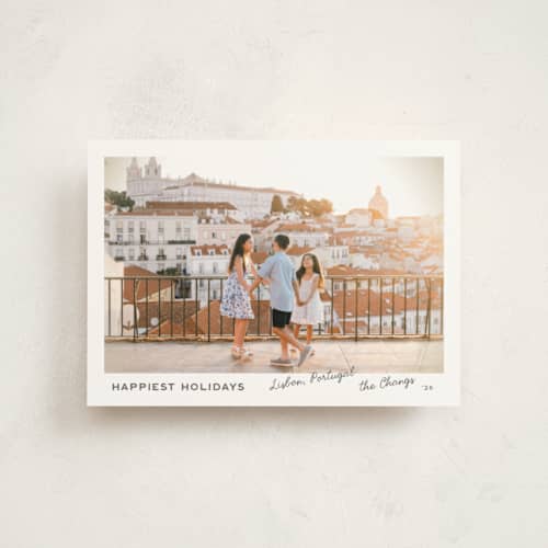 This is a vanilla petite holiday cards with standard by Creo Study called vignette postcard printing on signature in petite