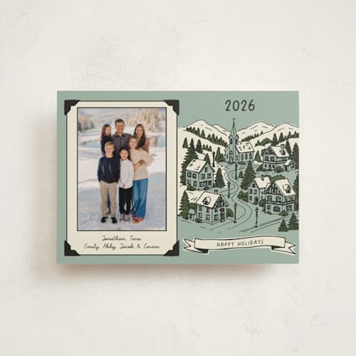This is a mint petite holiday cards with standard by Wendy Taylor called snow village printing on signature in petite