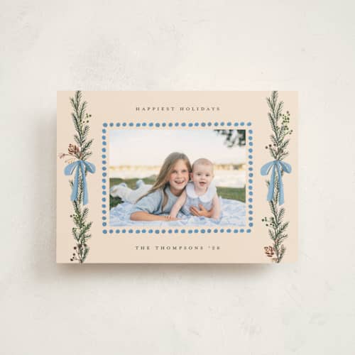 This is a halo petite holiday cards with standard by Teju Reval called festive sprigs printing on signature in petite