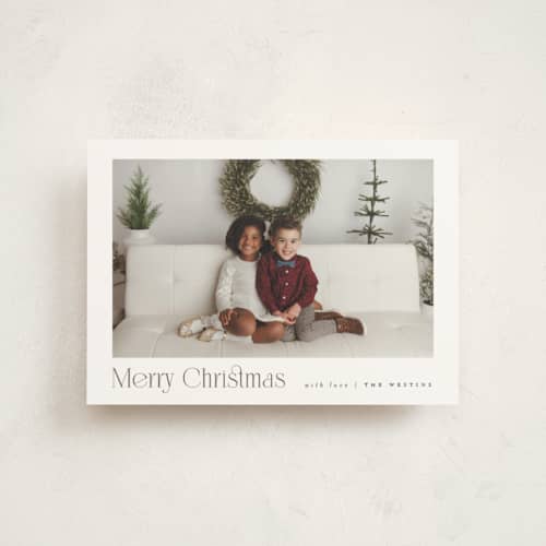 This is a pine needle christmas postcards with standard by Benita Crandall called moderne noël printing on signature in postcard