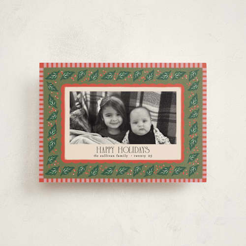 This is a pine needle christmas postcards with standard by Julie Murray called francie printing on signature in postcard