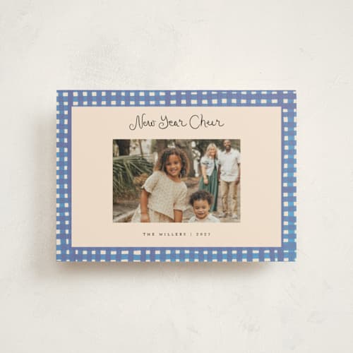 This is a ocean christmas postcards with standard by Teju Reval called bold gingham printing on signature in postcard