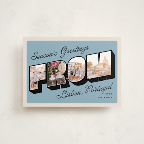 This is a sky christmas postcards with standard by Claudia Orengo called vintage postcard printing on signature in postcard