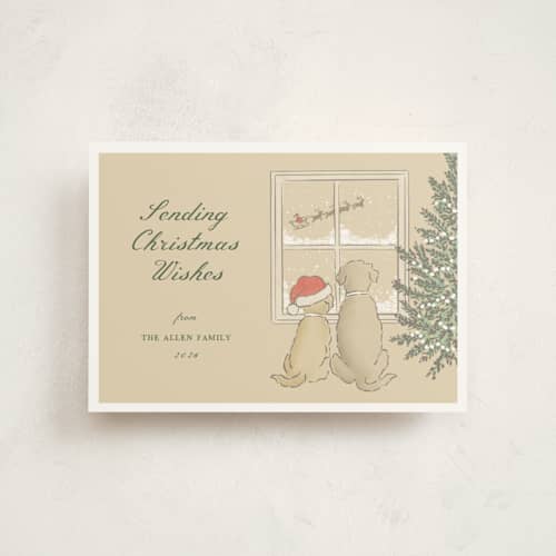 This is a eggnog christmas postcards with standard by Paola Benenati called waiting for santa printing on signature in postcard