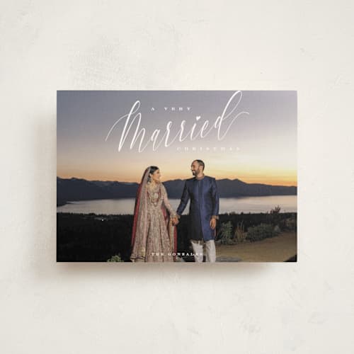 This is a snow christmas postcards with standard by Nicoletta Savod called very married christmas printing on signature in postcard