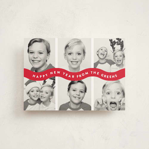 This is a santa suit christmas postcards with standard by Up Up Creative called bouncy printing on signature in postcard