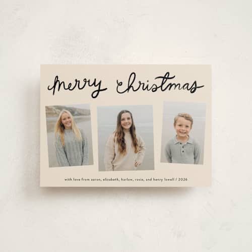 This is a coal christmas postcards with standard by Kercia Jane called lettered whimsy printing on signature in postcard