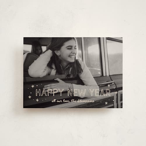 This is a champagne christmas postcards with standard by Ani Somi called road trip printing on signature in postcard