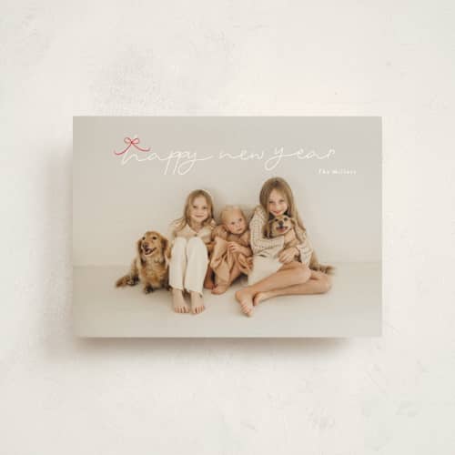 This is a holly christmas postcards with standard by Phrosné Barwood called little cute bow printing on signature in postcard