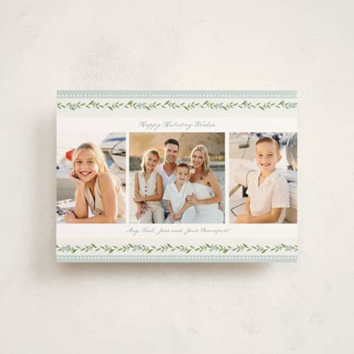 This is a coastal christmas postcards with standard by Susan Moyal called holiday bows printing on signature in postcard