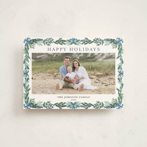 This is a frosty blue christmas postcards with standard by Angel Walker called traditional christmas printing on signature in postcard