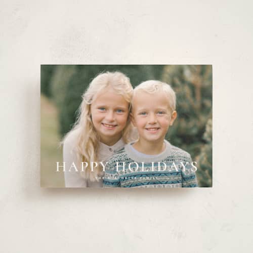 This is a snowflake christmas postcards with standard by Wildfield Paper Co called happy holidays! printing on signature in postcard