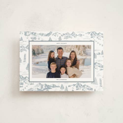 This is a powder christmas postcards with standard by Jenna Holcomb called ski toile printing on signature in postcard
