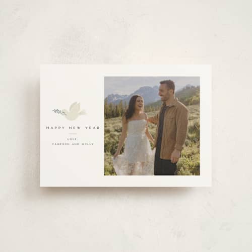 This is a spruce christmas postcards with standard by Paula Pecevich called papercut dove printing on signature in postcard