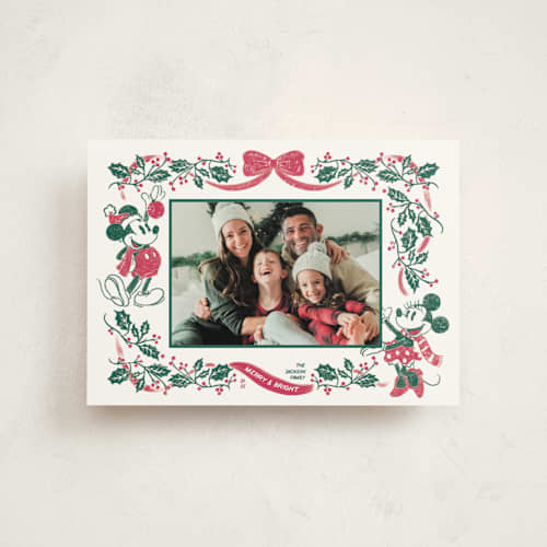 This is a fir christmas postcards with standard by Jenna Holcomb called disney's retro mickey printing on signature in postcard