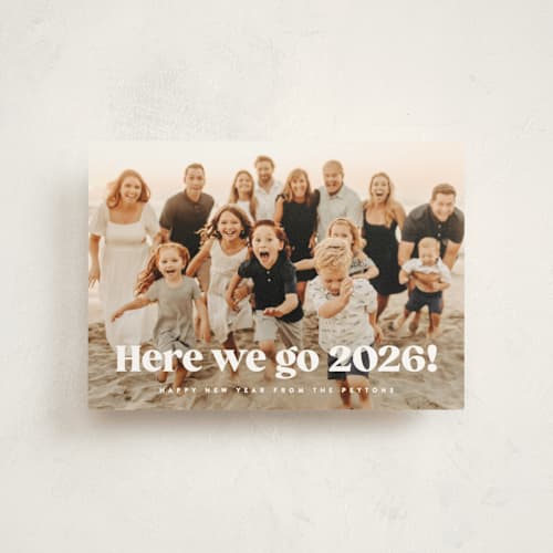 This is a snow christmas postcards with standard by Kristie Kern called here we go! printing on signature in postcard