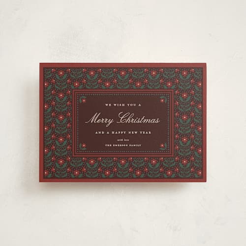 This is a mulled wine christmas postcards with standard by Kelly Watkins called poinsettia printing on signature in postcard
