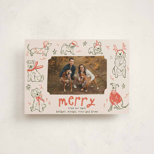 This is a cranberry christmas postcards with standard by Vera Lim called doggy merry printing on signature in postcard